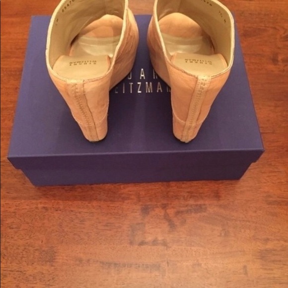 Stuart Weitzman tan wedge 4” heels. - Picture 2 of 4